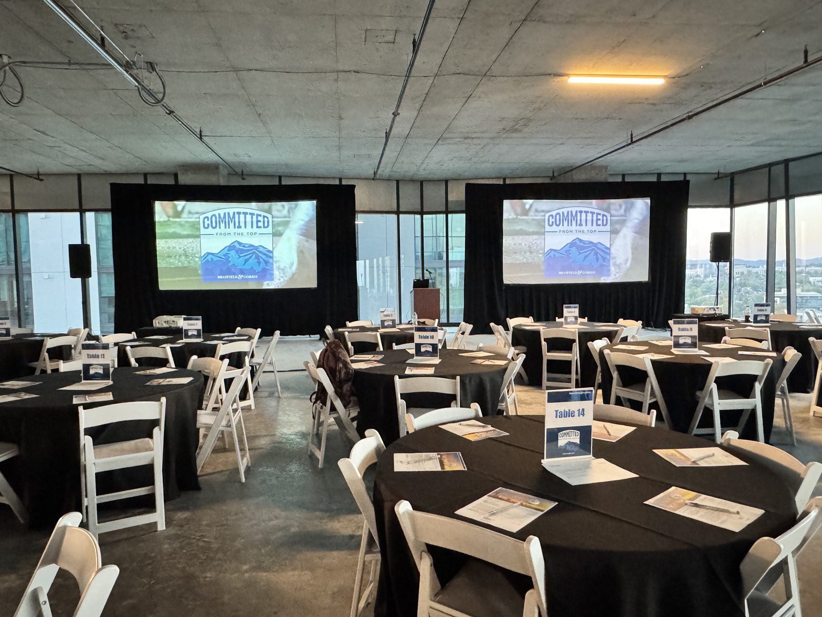 Construction industry corporate event at 1221 Broadway, Nashville, TN, with AV by Nashville Visual